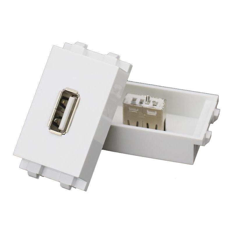 128型USB模塊弱電模塊USB充電數(shù)據(jù)地插面板配件模塊插座 焊接型 占1個模塊位