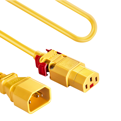 突破PDU電源線C13轉C14服務器電源線防脫扣電源延長線UPS電源線黃色